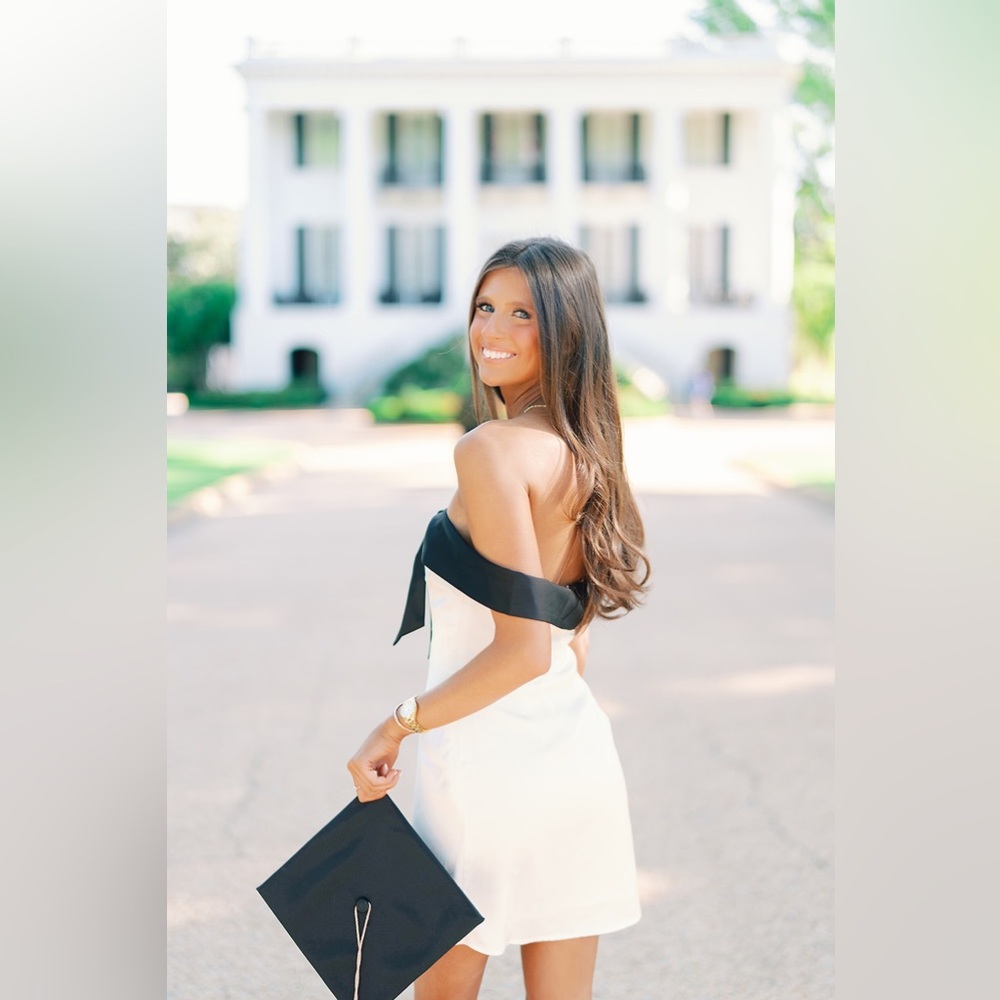 white & black dress